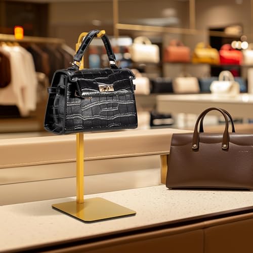 2 Pack Purse Holder Handbag Display Stand: Gold Hanger Rack for Bags, Purses, and Wreath, Adjustable Hook Stand for Tabletop, Closet, and Retail Use for Vendors - color: Gold