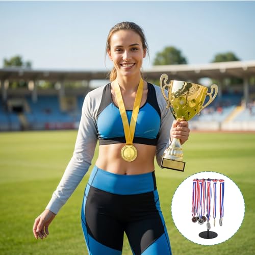 Kifmurase Rotating Medal Hanger Display Stand, Tabletop Medal Holder Rack for Sports Awards, Adjustable Metal Rack for Running Basketball Gymnastics Soccer Marathon Medals, Showcase 45+ Medals