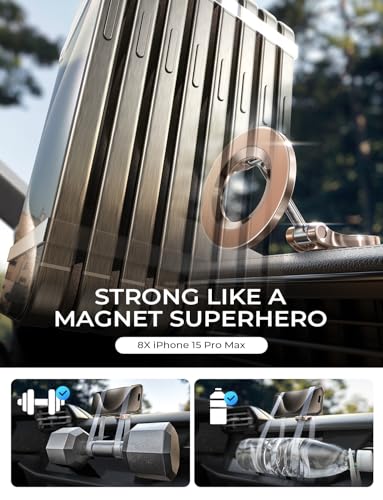 LISEN for iPhone MagSafe Car Mount, [Girls Recommend] Ultra Magnetic Phone Holder for Car Universal 360 Dashboard Phone Holde Magsafe Accessories for iPhone17 Pro Max Air 16 15 14 13 12 Rose Gold - color: Rose Gold, size: Driver Setup