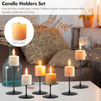 Set of 6 Candle Holders, Metal Pillar Candle Stand for Tabletop Wedding Party Event Birthday Anniversary (Black)