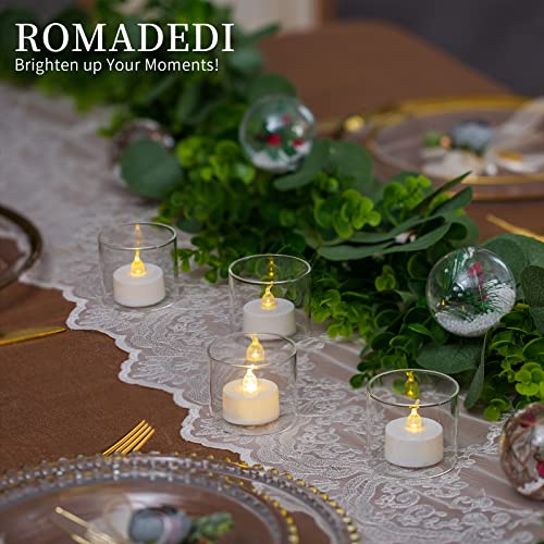 Romadedi Clear Tealight Candle Holder - Glass Votive Table Bulk Small Wedding Decor Centerpiece Floating Tea Lights for Christmas Party Birthday Home Pack of 12 - size: 2x2.2inch
