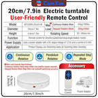Remote Motorized Electric Turntable Rotating Display Stand Spinning Rotating Platform 360 Photography Turntable Motorized Spinning Platform for Photography,Display,3D Scaner - size: 7.9inch/White/100Lbs Load