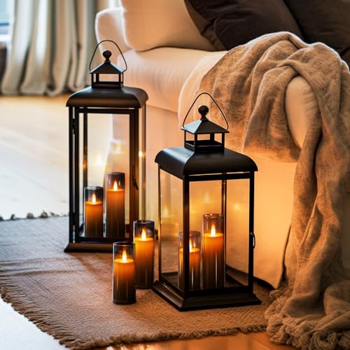 Homemory Decorative Flameless Candles, Battery Operated Candles with Remote & Timer, Flickering Led Pillar Candles, Plexiglass, Grey, Pack of 9, D2.2 xH 5" 6" 7" - color: Gray