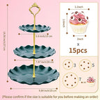 BACUTHY 3 Tier Cupcake Stand Holder, Plastic Cup Cake Stand Tower with Tiered Serving Tray for Cupcakes, Donuts, Fruits and More (Green) - color: Green