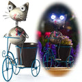Metal Yard Art Cat on Bike Solar Statue Light, Solar Statue Light Garden Decoration, Best Gift for Cat Lovers. - style: Large Cat