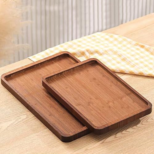 XZHXFX Bamboo Serving Tray,Food Tray for Breakfast,Coffee Table,Dinner & Bar, Decorative Tray for Kitchen, Bedroom (Large) - size: 14" x 9.5" x 0.8"