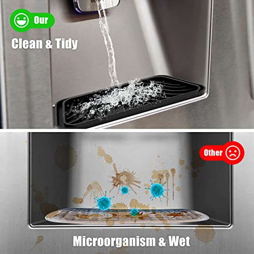 Refrigerator Drip Catcher, Refrigerator Drip Tray For Water Tray,Fridge Water Dispenser Drip Tray Prevents Water Splashes,Non-slip Silicone Dispenser Drip Collector for Ge Samsung -2 PCS Black - color: Black, size: 2PCS Rectangular