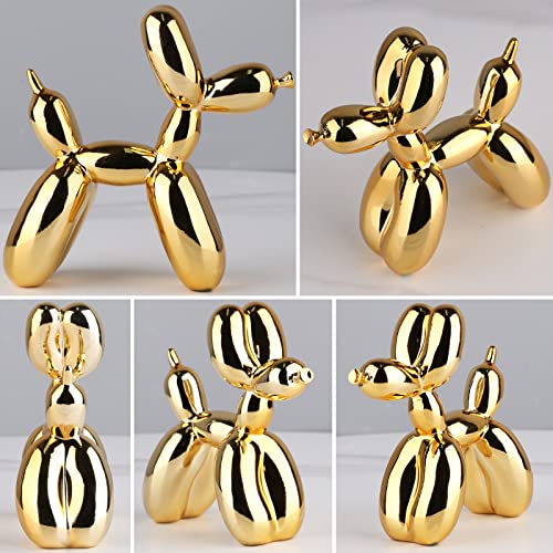 Balloon Dog Sculpture Modern Home Decor Collectible Figurines Funky Statues for Bedroom Trendy Animal Decor for Coffee Table Living Room Decor, 11.8 * 11.8 * 4.7inch, Gold - color: Gold, size: 11.8*11.8*4.7inch