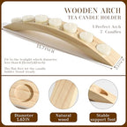 Wooden Tea Light Candle Holder Bar, Bridge Candle Holder Tray - 7 Holes - Natural Wood Color - color: Natural Wood Color