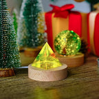 ZEERSHEE 2Pcs Led Wood Display Stand for 3D Crystal Glass 2.7in Resin Art Light Wooden Lamp Base for Crystals LED Round Display Pedestal