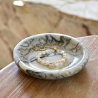 ZSHAWN Natural Cold Emerald Marble Ring Dish Jewelry Tray – 5.5" Trinket Dish for Rings Earrings Necklace, Scratch-Resistant Vanity Organizer, Elegant Gift for Women - color: Cold Emerald