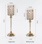 ZENATION-Luxury Crystal Candle Holder – Metal Decorative Candle Stand, Elegant Crystal Beaded Design for Home Décor, Weddings, and Table Centerpieces (Gold, Large) - size: Large