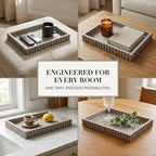 OAKOA Concrete Decorative Tray for Coffee Table Tray Decor - Ottoman Tray for Living Room - Bandejas Decorativas - Table Trays Decorative - Coffee Table Centerpiece