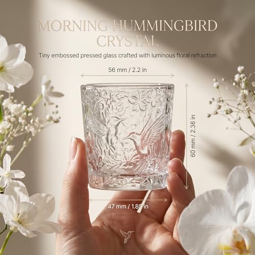 12 Pack Hummingbird Embossed Glass Candle Holders – Votive Tealight Holders with Patent Design, Decorative Embossed Glass Cups for Wedding Centerpieces, Parties, and Home Décor (Crystal Clear) - color: Crystal Clear