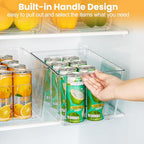 YIHONG 6 Pack Clear Pantry Organizer Bins, Plastic Containers with Handle for Kitchen,Freezer,Cabinet,Closet,Bathroom Under Sink Storage - size: L(11.2"L x 7.5"W x 6"H)