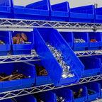 Akro-Mils 30120 Plastic Shelf Bins, Heavy Duty Storage Bins for Garage, Closet, and Drawer Organization, 12" x 4" x 4", Blue, 24-Pack - color: Blue
