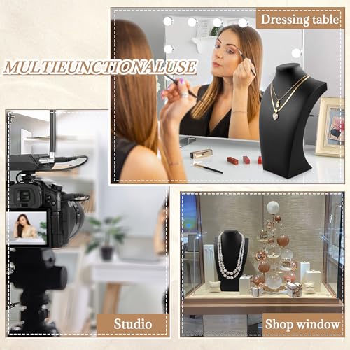 Homeanda Necklace Display Bust - PU Leather Jewelry Bust Stand for Photography, Boutique Display, and Home Organisation(Black-9.8"x5.7") - color: Black, size: 9.8"x5.7"
