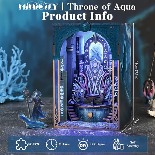 MiniCity Book Nook Kit - DIY Miniature House Dollhouse Kit for Adults and Teens, Booknook Tiny House Gifts for Family Friends (Throne of Aqua) - style: Throne of Aqua