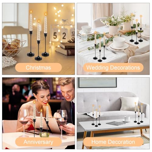 6pcs Black Candle Holder, Black Candlestick Holders Taper Candle Holders for Pillar Candles Sticks Holder Decor Halloween Christmas Decorations Candle Stick Holder Candelabros para Centros de Mesa - color: Black - 6pcs