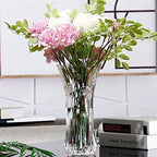Dicunoy Set of 2 Glass Flower Vase, 9.5" Large Flower Vases for Centerpieces, Modern Clear Heavy Duty Crystal Tall Cylinder Flared Vase for Rose Bouquet, Home, Wedding, Living Room, Office
