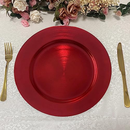 13inch Round Plastic Charger Plates,Set of 8,Charger Plates for Dinner,Wedding,Party,Event Decoration. (Metallic foil Red) … - color: Metallic foil Red