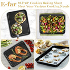E-far Toaster Oven Tray, 10.5x8x1 Inch Nonstick Baking Cookies Sheet Pan for Oven, Small Metal Carbon Steel Baking Pan for Bacon Steak, Nontoxic & Easy Clean, Heat & Warp Resistant - size: 10.5x8x1 Inches