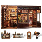 Cutefun Book Nook Kit - DIY Miniature Coffee Shop Booknook Kits for Adults and Teens, 3D Wooden Puzzle Bookend Bookshelf with LED Light, Creative Crafts Gifts for Book Lovers (Corner Coffee Shop) - style: Corner Coffee Shop