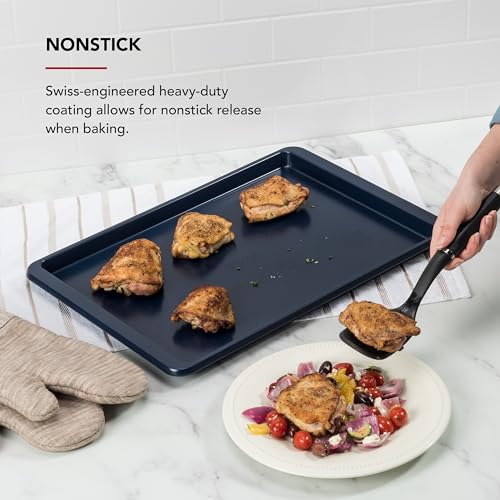 KitchenAid 13x18in Nonstick Aluminized Steel Baking Sheet, Ink Blue - color: Ink Blue, size: 13 x 18 Inch