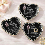 Personalized Jewelry Dish for Daughter in Law, Ceramic Trinket-Dish Heart Shape Ring Holder, Mother in Law Gift, Sentimental Keepsake Tray, Birth Floral Jewelry Organizer - color: Daughter In Law 127