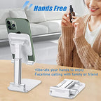 2 Pcs MT-6 Cell Phone Holder, Adjustable Angle and Height, Anti-Slip Silicone Pad, Foldable and Portable, Compatible with 4-8 Inch Devices - color: White