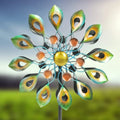 DIBIEECN 78 Inch Big Peacock Kinetic Wind Spinners with Garden Stake, Metal Sculpture Decorations, Outdoor Windmill, Dual Direction for Yard Art, Lawn Decor, Idea Gifts - size: Large