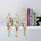 SHENGTIAN Resin Reading Sculpture Graffiti Decor Sitting Thinker Statue Abstract Sculptures, Bookshelf Decor Accents Resin Gold Figurines for Home Office Living Room Shelf Desktop Decor (Graffiti-2)