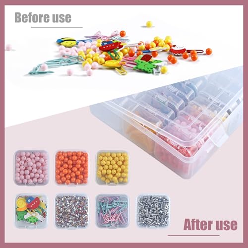 CGCG 2 Sets 8.8 x 6.7 inch Plastic Organizer Box with Lid, 62 Pcs Clear Storage Containers, Mini Case for Earring, Jewelry, Beads, Craft, Nail, Screws, Seeds, Small Parts, Bracelet Making DIY