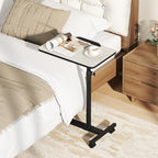 Giantex Overbed Table with Wheels, Medical Adjustable Bedside Table, Mobile Standing Desk, Portable Laptop Table for Small Spaces, Bed Trays Table for Eating Home and Hospital (Light Grey) - color: Light Grey