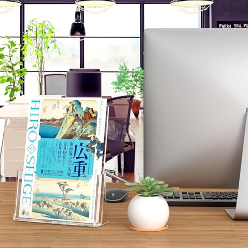 NIUBEE Acrylic Brochure Holder 8.5 x 11 inches 2 Pack, Clear Acrylic Literature Holder Plastic Flyer Display Stand, Acrylic Countertop Organizer for Magazine, Pamphlet, Booklets, Menu, Journals - size: 8.5" x 11", style: 2 Pack