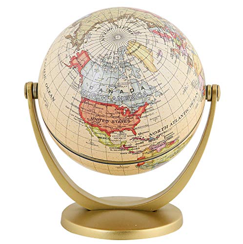 Annova Mini Antique Globe 4-inch / 10 cm - Swivels in All Directions Educational, Decorative, Unique, Small World, Desktop, Vintage (Mini Globe 4") - color: Brown Mini 4 inch