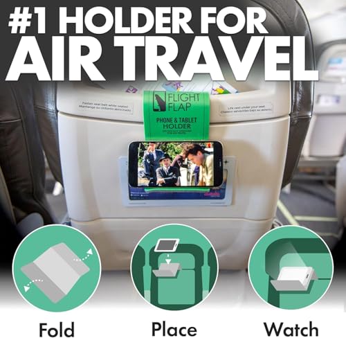Flight Flap Airplane Phone Holder, Flexible Cell Phone Holder, Folding Cellphone Stand for Desk, Bed, Office, Treadmill - Airplane Gadgets for Long Travel Accessories - Plane Essentials (Green) - color: Green, size: Large