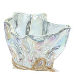 ULTECHNOVO Abstract Irregular Glass Flower Vase Artistic Decorative Centerpiece for Wedding Party Home Office Kitchen Dining Modern Nordic Style