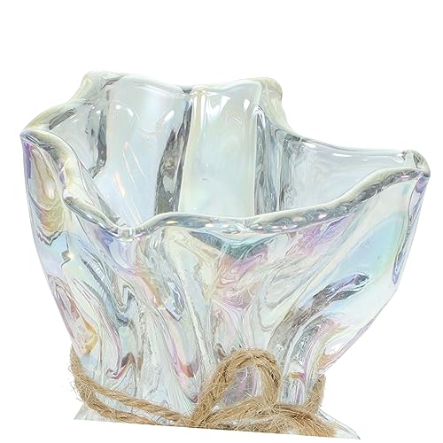 ULTECHNOVO Abstract Irregular Glass Flower Vase Artistic Decorative Centerpiece for Wedding Party Home Office Kitchen Dining Modern Nordic Style