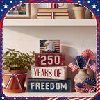 4 Pcs 250th Anniversary 4th of July Decorations USA Patriotic Memorial Day Tabletop Decorations Eagle Red White Blue Table Centerpieces American Flag Sign for Office Tiered Tray Home Shelf Party - style: Eagle Flag