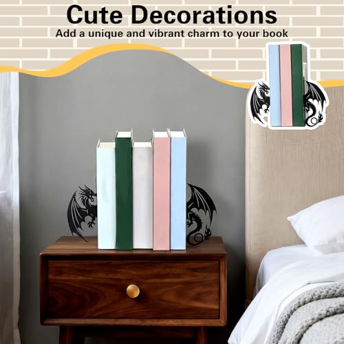 Hicarer Dragon Metal Bookends Push Dragon Bookends Cute Book Ends for Shelves Decorative Home Office Desk Bookshelf Gift for Reading Enthusiasts Family - style: Dragon
