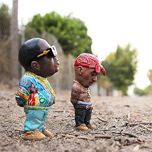Resin Sculpture, Handmade Biggie + Tupac Ornament, Commemorative Resin Figurine (Red) - color: Biggie + (Red)