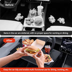 YONZEE 2-in-1 Car Steering Wheel Desk Tray & Car Seat Gap Filler Organizer – Foldable Carbon Fiber Look Table for Laptop, Eating Food, Writing – for Standard Round Steering Wheels - color: Black