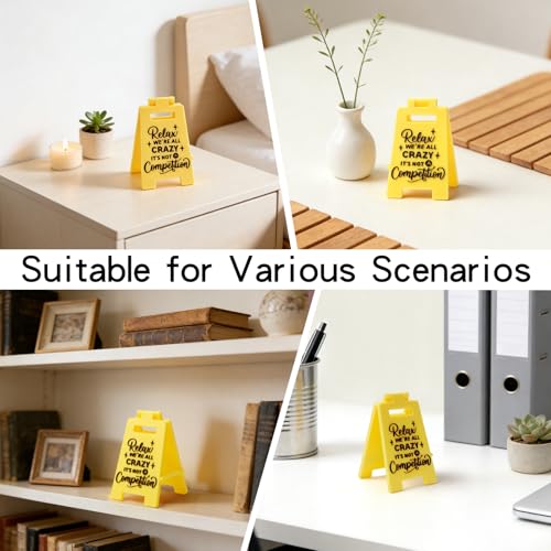 Relax We Are All Crazy It’s Not A Competition 3D Printed Funny Desk Sign, Playful Office Stress Relief Gag Gift for Colleagues, Friends, White Elephant Gift for Cubicle, Home Office, Break Rooms Decor - color: RELAX