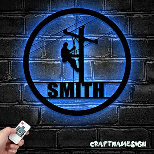 Personalized Lineman Metal Sign, Custom Name Wall Art, Home Decor, Lineman Gift, Custom Metal Sign Wall Decor, Handmade, Room Decor, Wall Hanging (04 Lineman) - color: 04 Lineman