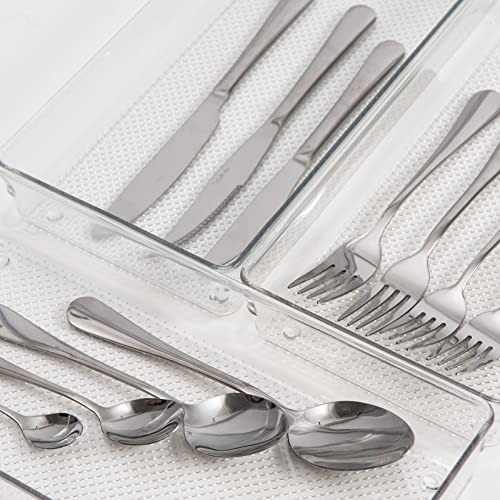 ihomecooker 3 Pack Clear Plastic Drawer Organizer Tray Cutlery Utensil Makeups Drawer Silverware Organizers 12" X 6"… (6P(6X6+6X9+6X15)) - size: 6 Pack Mixed Sizes Clear Plastic