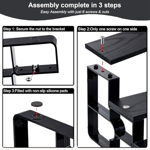 Wood Perfume Organizer for Dresser,3 Tier Black Cologne Stand,Cologne Organizer for Men,Wooden Display Risers Stand for Bathroom,Makeup,Cupcake,Bedroom Decor(Black,Width=11.2") - color: Black, size: 3 Tiers-width=11.2"