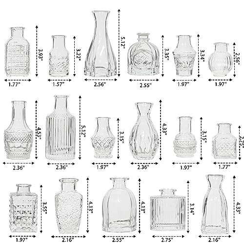 Glass Bud Vase Set of 32 Pcs, Small Glass Vases for Flowers, Clear Bud Vases in Bulk, Vintage Vases for Wedding Centerpieces, Wedding Decorations, Home Table Flower Decor - color: Clear