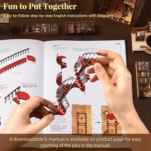 MiniCity Book Nook Kit, DIY Miniature Dollhouse Booknook Kit, 3D Wooden Puzzle Bookend Bookshelf Insert Decor with LED Light for Teens and Adults (Abbey Library) - style: Abbey Library
