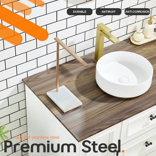 Hand Towel Bar for Bathroom Vanity Countertop 1-Tier Towel Holder Free Stand with Heavy Marble Base Thicken Steady, Champagne Bronze Stainless Steel AN7002CPG - color: Champagne Bronze, size: 1-Bar
